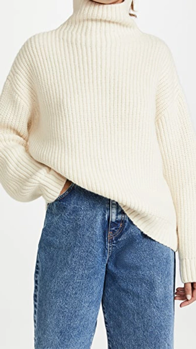 Anine Bing Sydney Alpaca Blend Turtleneck Sweater In Ivory