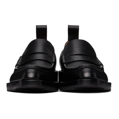 Shop Dries Van Noten Black Grained Leather Loafers In 900 Black