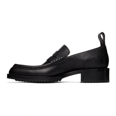 Shop Dries Van Noten Black Grained Leather Loafers In 900 Black
