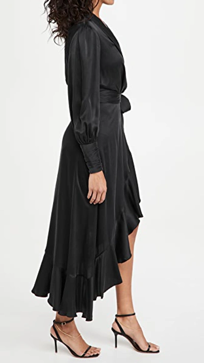 Shop Zimmermann Silk Wrap Midi Dress Black