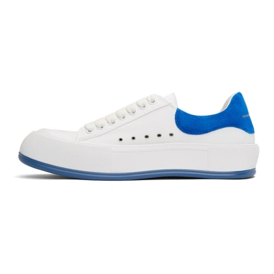 Shop Alexander Mcqueen White & Blue Deck Plimsoll Sneakers In 9255 Whi/e.