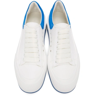 Shop Alexander Mcqueen White & Blue Deck Plimsoll Sneakers In 9255 Whi/e.