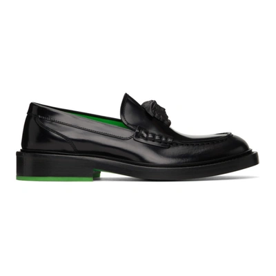 Shop Versace Black 'la Medusa' Loafers In D41xn Black/green