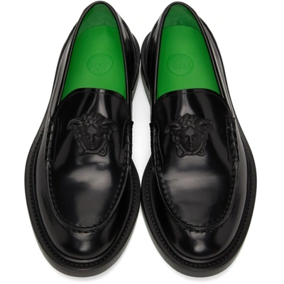 Shop Versace Black 'la Medusa' Loafers In D41xn Black/green