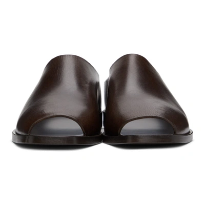 Shop Lemaire Brown Flat Mules In 481 Midnight Brown
