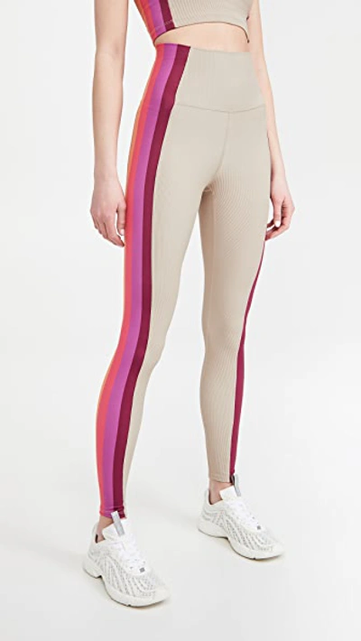 Shop Beach Riot Megan Leggings In Taupe Sunset Stripe