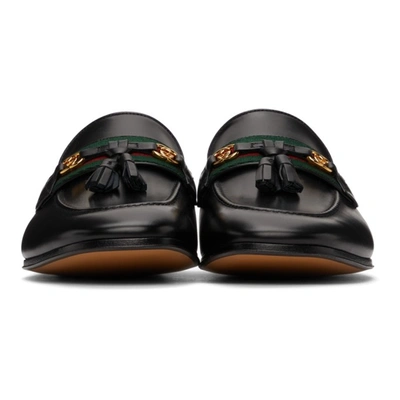 Shop Gucci Black Web Interlocking G Slip-on Loafers In 1066 Black/vrv