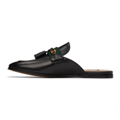 Shop Gucci Black Web Interlocking G Slip-on Loafers In 1066 Black/vrv