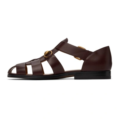 Shop Gucci Burgundy Horsebit Sandals In 6039 Bordea