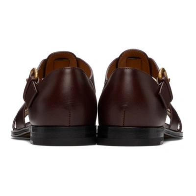 Shop Gucci Burgundy Horsebit Sandals In 6039 Bordea