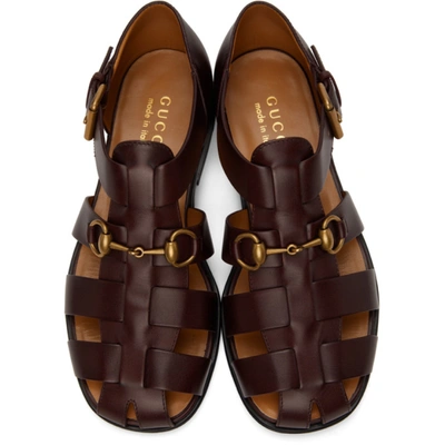 Shop Gucci Burgundy Horsebit Sandals In 6039 Bordea