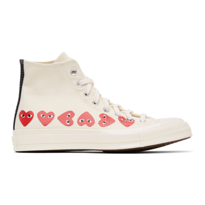 Shop Comme Des Garçons Play Off-white Converse Edition Multiple Hearts Chuck 70 High Sneakers In 2 Off White