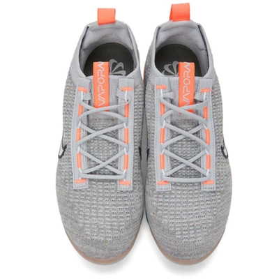 Shop Nike Grey & Orange Air Vapormax 2021 Flyknit Sneakers In Gry/wht/ant