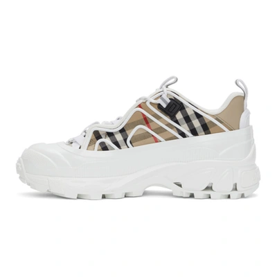 Shop Burberry White & Beige Vintage Check Arthur Sneakers In Archive Bei