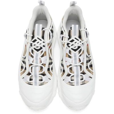 Shop Burberry White & Beige Vintage Check Arthur Sneakers In Archive Bei