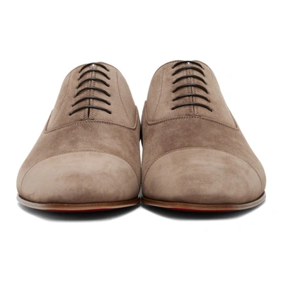 Shop Christian Louboutin Taupe Suede Greggo Flat Oxfords In C689 Baobab