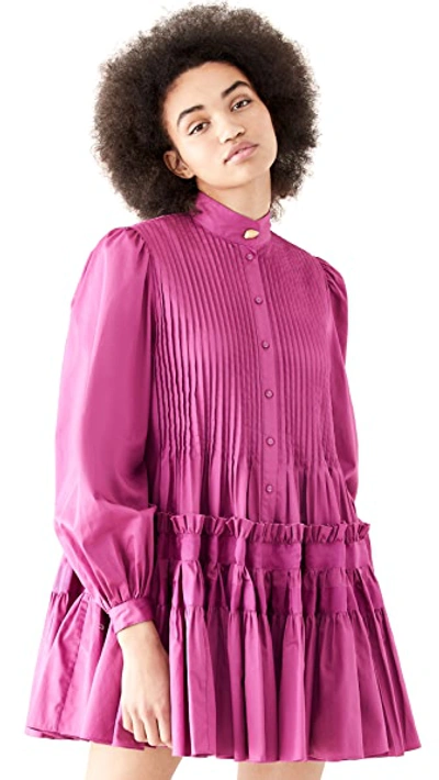 Shop Aje Run Free Smock Dress In Fuchsia