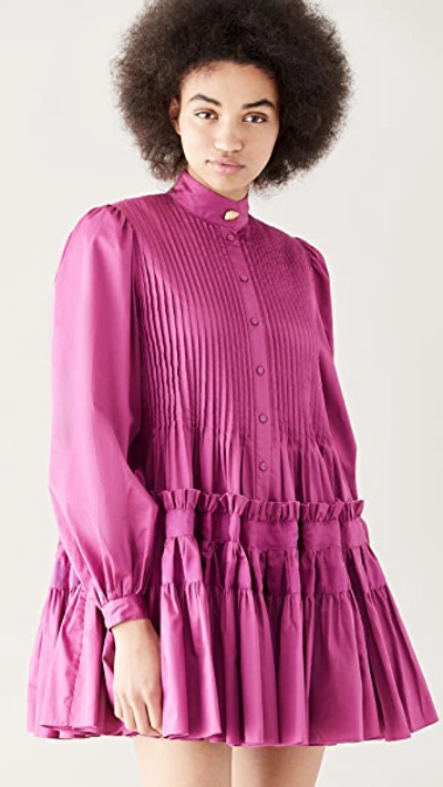 Shop Aje Run Free Smock Dress In Fuchsia