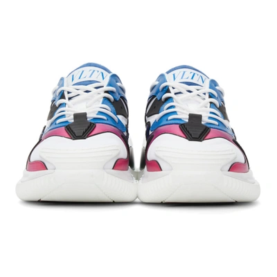 Shop Valentino White & Blue 'vltn' Wade Runner Sneakers In Km0 Bianco/