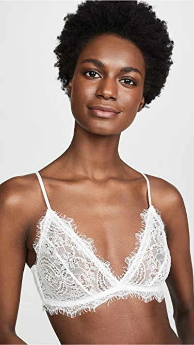 Anine Bing Semi-sheer Lace Bra With Trim In Ivory