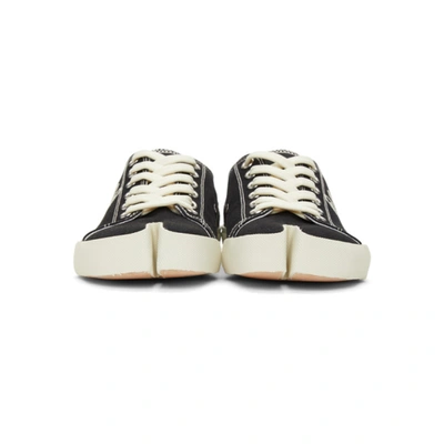 Shop Maison Margiela Black Canvas Embroidery Tabi Sneakers In H8650 Black