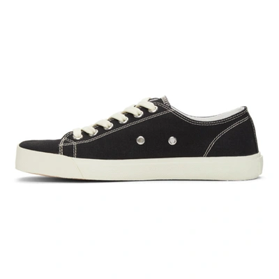 Shop Maison Margiela Black Canvas Embroidery Tabi Sneakers In H8650 Black