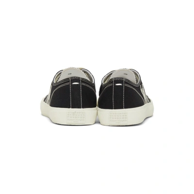 Shop Maison Margiela Black Canvas Embroidery Tabi Sneakers In H8650 Black