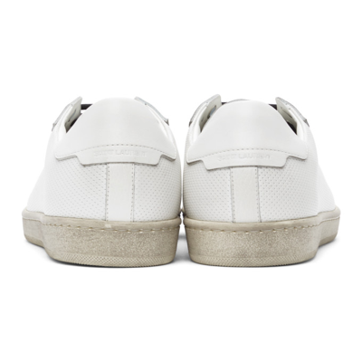 Shop Saint Laurent White Perforated Court Classic Sl/06 Sneakers In 9225 Whtblk
