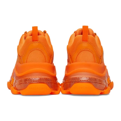 Shop Balenciaga Orange Clear Sole Triple S Sneakers In 7510 Orange