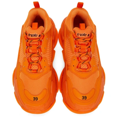 Shop Balenciaga Orange Clear Sole Triple S Sneakers In 7510 Orange