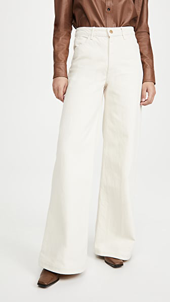 Triarchy High Rise Wide Leg Jeans In 米白 Modesens