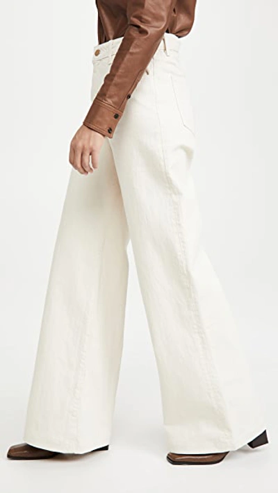Shop Triarchy High Rise Wide Leg Jeans Off White