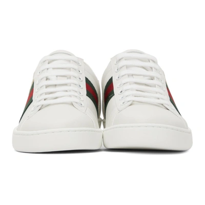Shop Gucci White Cat Ace Sneakers In 9065 Bianco/bia/vrv/