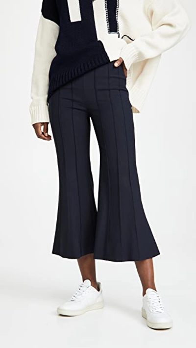 Shop Monse Cropped Flare Pintuck Pants In Midnight