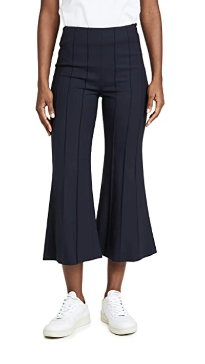 Shop Monse Cropped Flare Pintuck Pants In Midnight