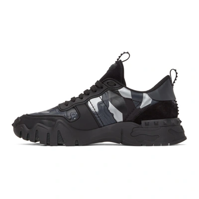 Shop Valentino Black & Grey  Garavani Camo Rockrunner Plus Sneakers In 33x Nero-si