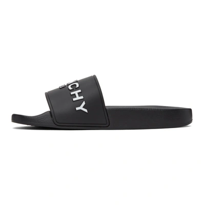 Shop Givenchy Black Logo Flat Sandals In 001 Black