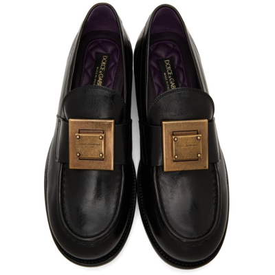 Shop Dolce & Gabbana Black Mino Loafers In 80999 Nero
