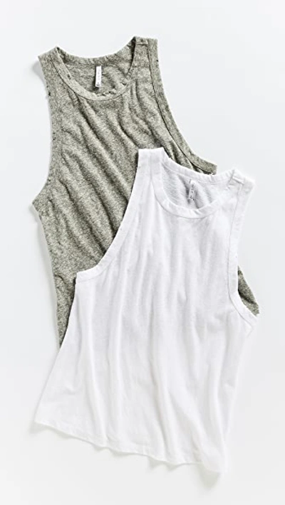 Shop Z Supply The Triblend Racer Tank 2 Pack In Heather Grey & White