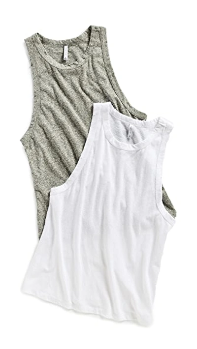 Shop Z Supply The Triblend Racer Tank 2 Pack In Heather Grey & White