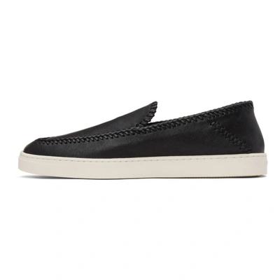 Shop Giorgio Armani Black Leather Washed Sneakers In K001 Blkblk