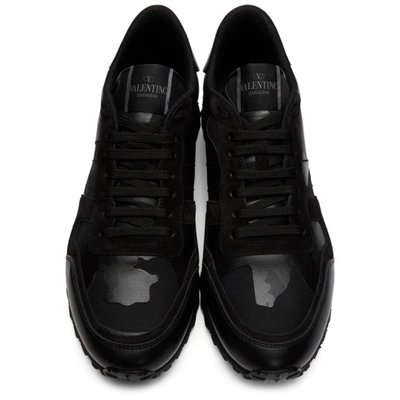 Shop Valentino Black  Garavani Camo Rockrunner Sneakers In 0no Nero/ne