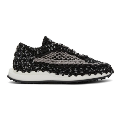 Shop Valentino Black & Grey Crochet Sneakers In 388nero-gre