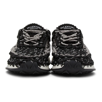 Shop Valentino Black & Grey Crochet Sneakers In 388nero-gre
