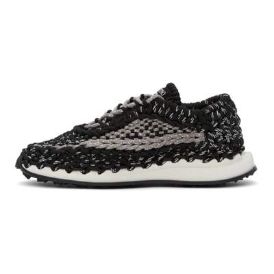 Shop Valentino Black & Grey Crochet Sneakers In 388nero-gre