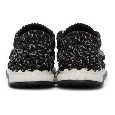 Shop Valentino Black & Grey Crochet Sneakers In 388nero-gre