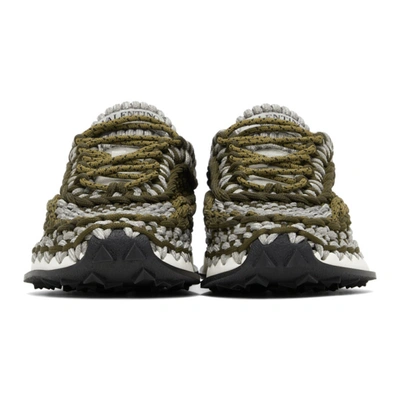 Shop Valentino Grey & Khaki Crochet Sneakers In Y08 Olive Green-grey