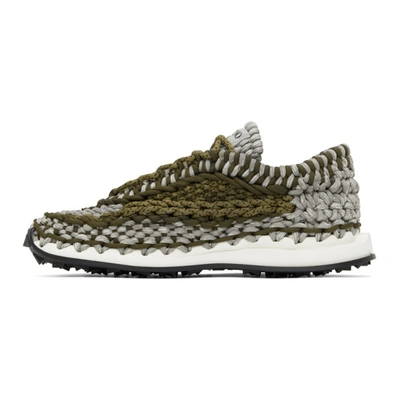 Shop Valentino Grey & Khaki Crochet Sneakers In Y08 Olive Green-grey