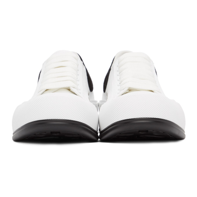 Shop Alexander Mcqueen White & Black Deck Plimsoll Sneakers In 9061 Blkwht