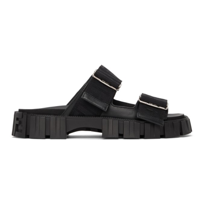 Shop Fendi Black ' Force' Lug Sole Sandals In F0abb Black